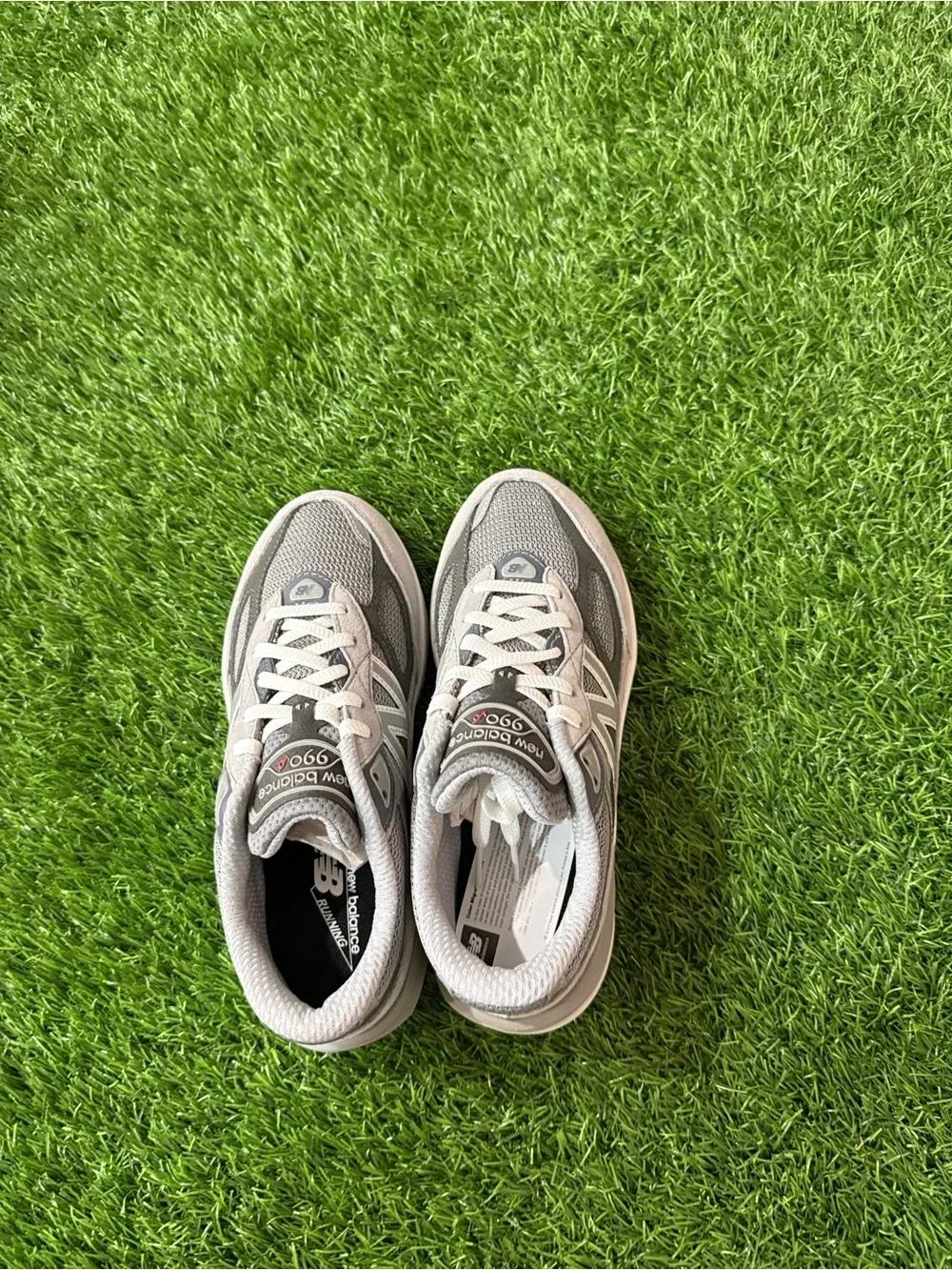 New Balance 990 V6  3Youth Gray and White Athletic Sneakers
